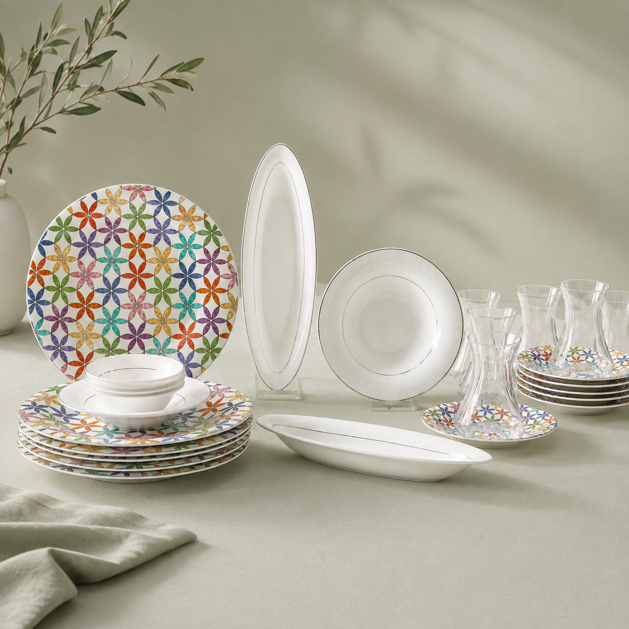 Karaca Fine Pearl Confetti 26-Piece Breakfast Set for 6 People - White with Gold Accents | Fine Bone Porcelain, 8683650379195 1 Karaca Fine Pearl Confetti 26-Piece Breakfast Set for 6 People - White with Gold Accents | Fine Bone Porcelain, 8683650379195