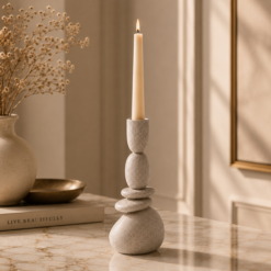 Karaca Home Alba Stone Candlestick 19.5 cm - Grey, 8683650383321