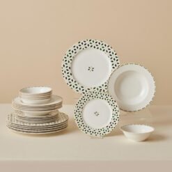 Karaca Forever Bone Almond Tropez 24-Piece Dinner Set for 6 People | Fine Bone Porcelain, 8683650391609