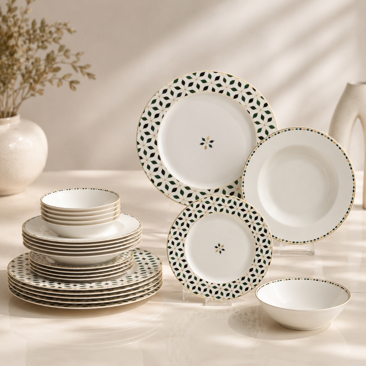 Karaca Forever Bone Almond Tropez 24-Piece Dinner Set for 6 People, 8683650391609 1 Karaca Forever Bone Almond Tropez 24-Piece Dinner Set for 6 People, 8683650391609