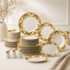 Karaca Forever Bone Orlando 53-Piece Dinner Set for 12 People – Fine Bone Porcelain, 8683650393801