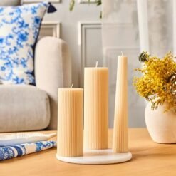 Alternative view of Karaca Home Striped Taper Candle 22 cm - Beige | Elegant Decorative Candle, 8683650395232