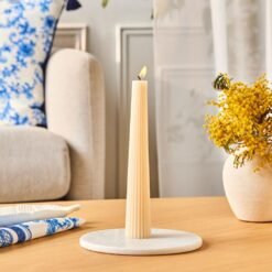 Karaca Home Striped Taper Candle 22 cm - Beige | Elegant Decorative Candle, 8683650395232
