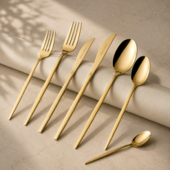 Karaca Camille 84-Piece Cutlery Set for 12 People – Gold, 8683650406358