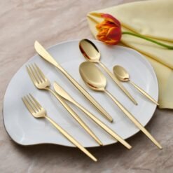 Karaca Camille 84-Piece Cutlery Set for 12 People - Gold, 8683650406358