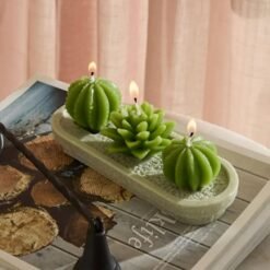 Karaca Home Oasis 3-Piece Cactus Candle Set | Decorative Wax Candles, 8683650419952