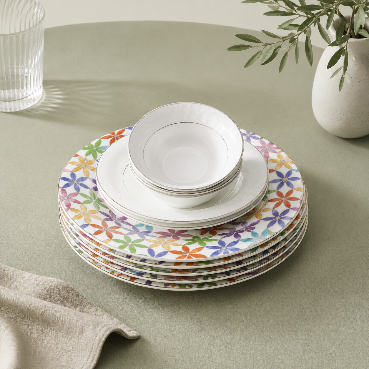 Karaca Fine Pearl Confetti 26-Piece Breakfast Set for 6 People - White with Gold Accents | Fine Bone Porcelain, 8683650379195 4 Karaca Fine Pearl Confetti 26-Piece Breakfast Set for 6 People - White with Gold Accents | Fine Bone Porcelain, 8683650379195 - Image 4