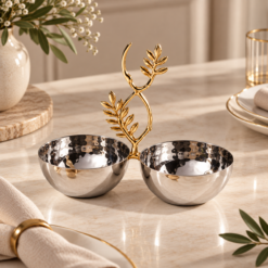 Alternative view of Karaca New Year Carmenta Set of 2 Snack Bowls – Silver/Gold Accent, 153.09.01.9470
