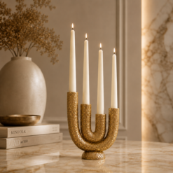 Karaca Home Helen 4-Slot Candlestick Holder 20 cm - Gold, 8680214399750
