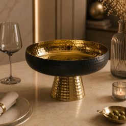 Karaca Arven Decorative Pedestal Serving Tray - Black/Gold, 8683650325710