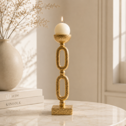Karaca Home Helen Chain Design Candle Holder 28.5 cm - Gold, 8680214399736