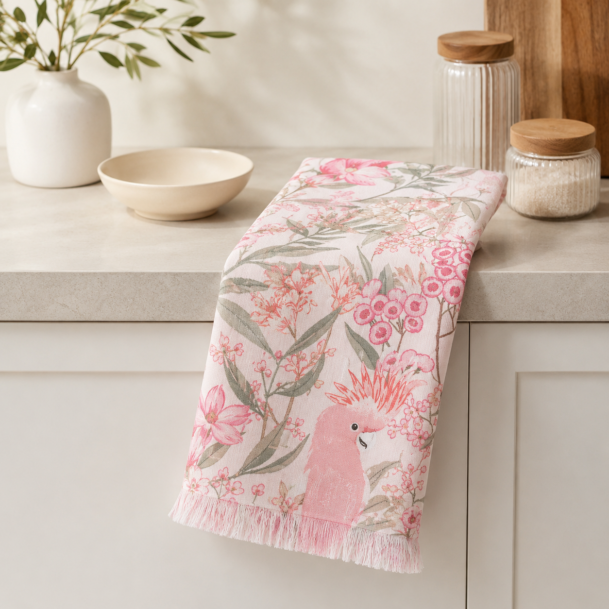 Karaca Home Tropical Pink 100% Cotton Kitchen Towel Set of 2 ? 60 x 40 cm, 200.21.01.0521 1 Karaca Home Tropical Pink 100% Cotton Kitchen Towel Set of 2 ? 60 x 40 cm, 200.21.01.0521