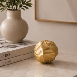 Karaca Home Lana Decorative Object 11 x 11 cm | Gold Geometric Orb, 8680214387351