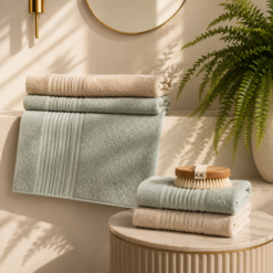 Karaca Home Line Soft 100% Cotton 4-Piece Turkish Bath Set – Green/Beige, 8680214417300