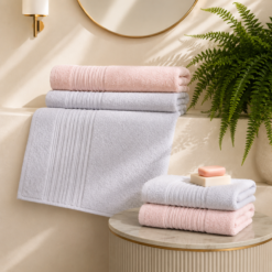 Karaca Home Line Soft 100% Cotton 4-Piece Turkish Bath Set - Pink>Blue, 8680214416969