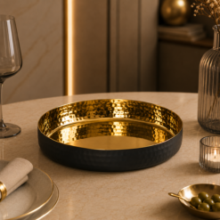Karaca Arven Decorative Tray 26 cm - Black/Gold, 8683650325697