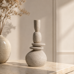 Karaca Home Alba Stone Candlestick 23.5 cm - Grey, 8683650383314