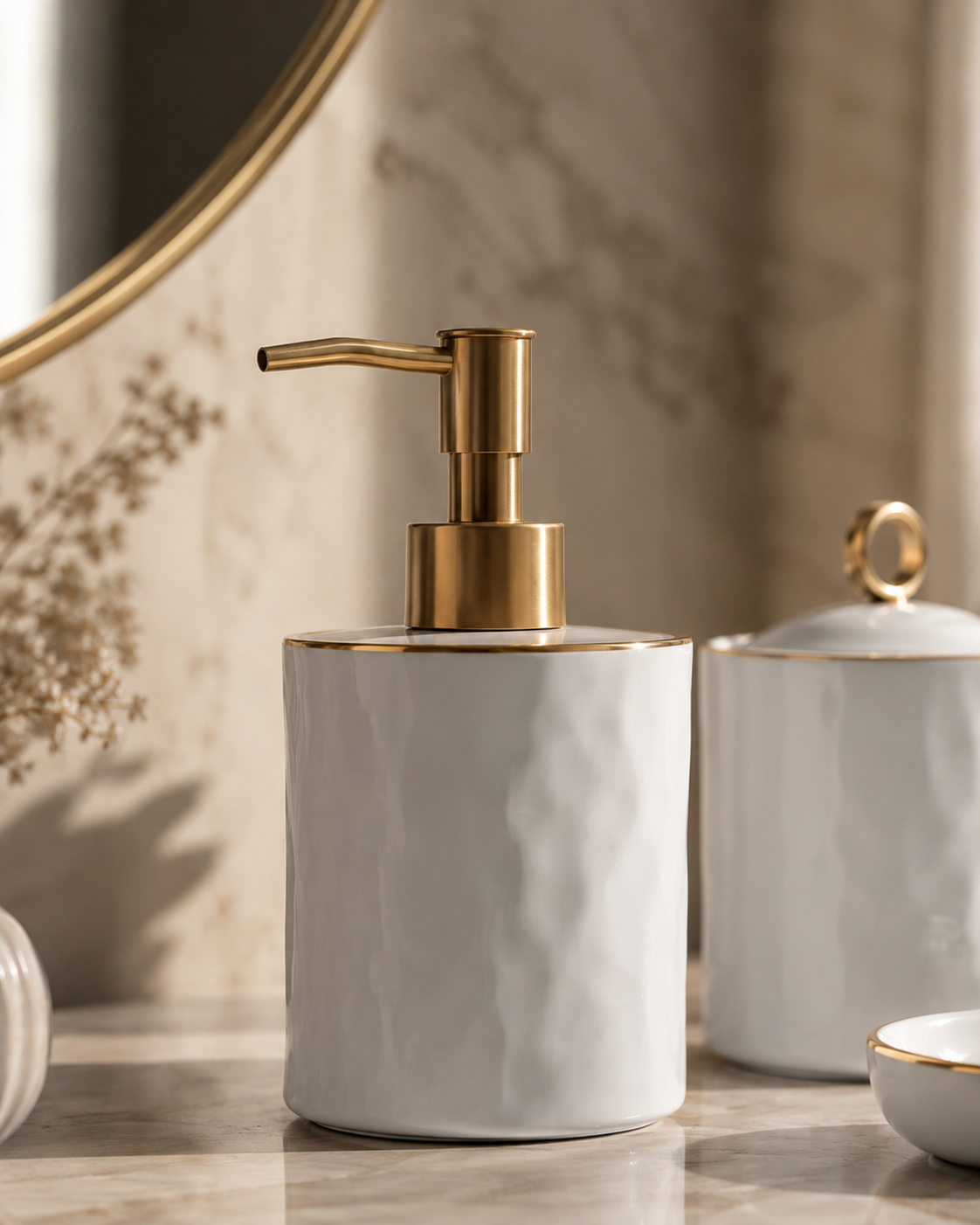 Karaca Lina 4-Piece Ceramic Bathroom Set - Elegant Organizer Set, 8683650324454 2 Karaca Lina 4-Piece Ceramic Bathroom Set - Elegant Organizer Set, 8683650324454 - Image 2