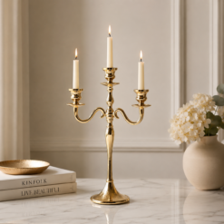 Karaca Home Rena Triple-Holder Candlestick 44.5 cm - Gold, 153.09.01.2160