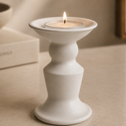 Alternative view of Karaca Stone Candle Holder 18.7 cm - White, 8683650383338