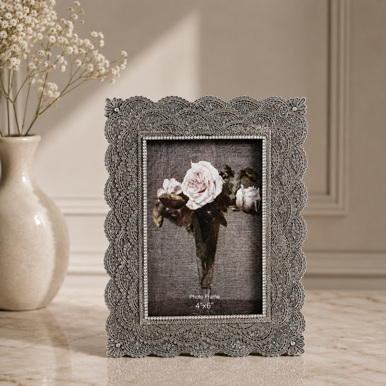 Karaca Home Lace Photo Frame 10 x 15 cm, 8683650340751 1 Karaca Home Lace Photo Frame 10 x 15 cm, 8683650340751