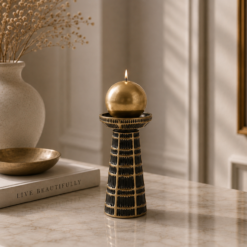 Karaca Home Felicie Candle Holder 17.5 cm - Black/Gold, 8680214387559