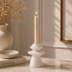 Karaca Stone Candle Holder 14.7 cm - White, 8683650383352