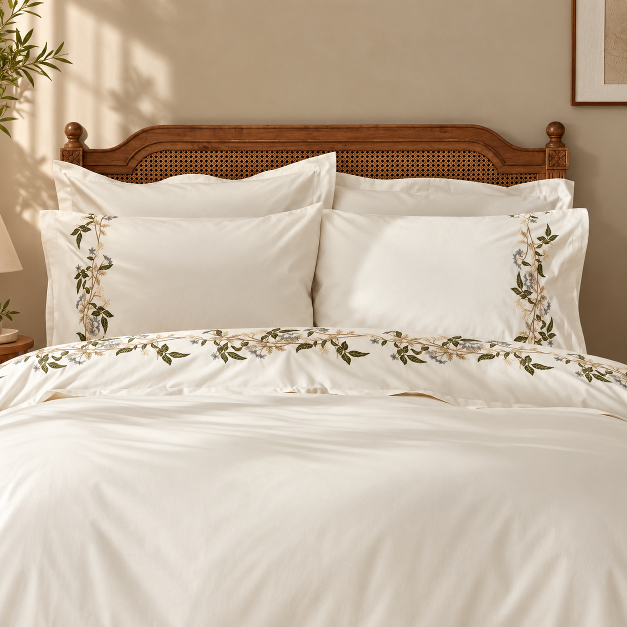 Karaca Home Nancy 100% Cotton Embroidered Double Duvet Cover Set – Green Floral Elegance, 200.22.01.0092 5 Karaca Home Nancy 100% Cotton Embroidered Double Duvet Cover Set – Green Floral Elegance, 200.22.01.0092 - Image 5