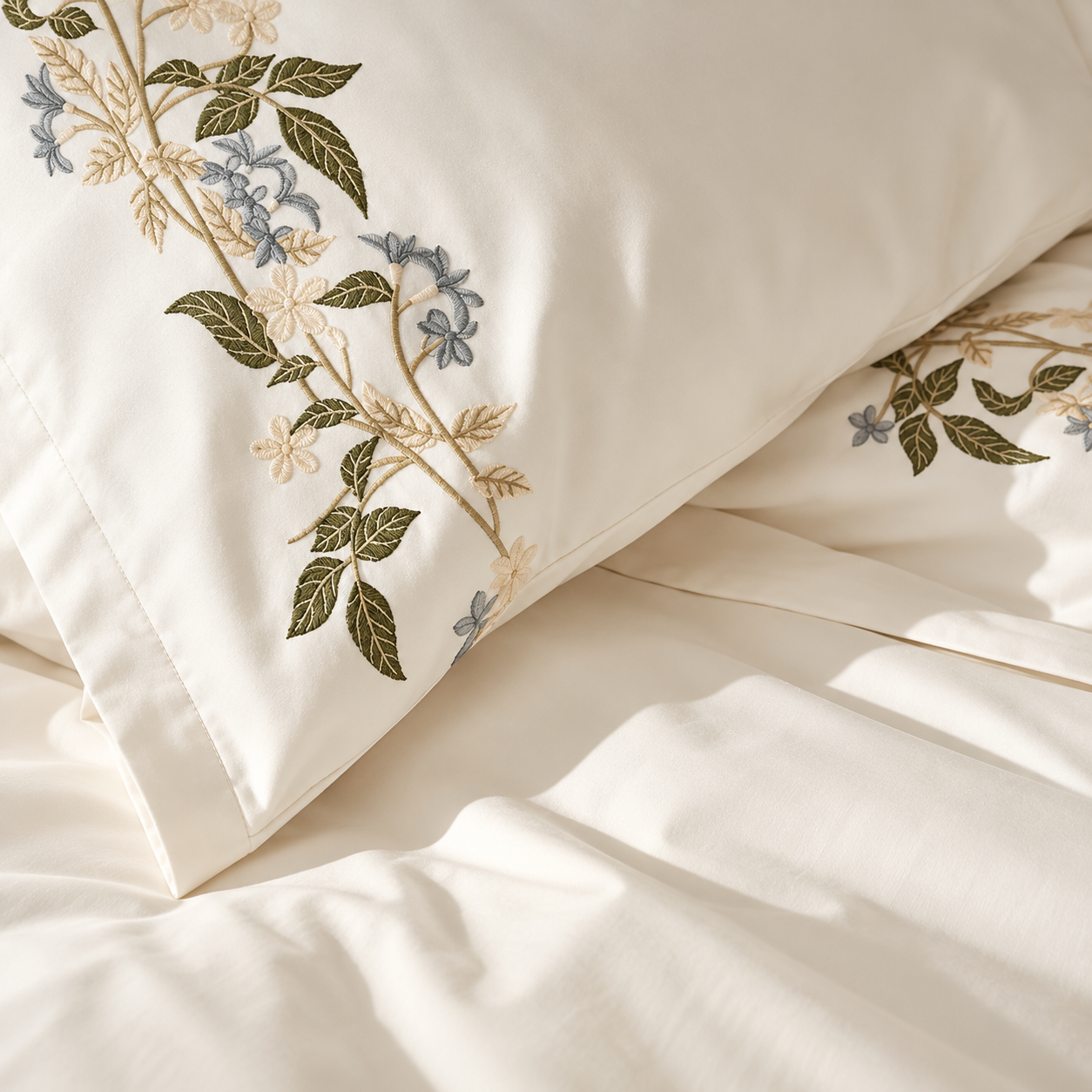 Karaca Home Nancy 100% Cotton Embroidered Double Duvet Cover Set – Green Floral Elegance, 200.22.01.0092 4 Karaca Home Nancy 100% Cotton Embroidered Double Duvet Cover Set – Green Floral Elegance, 200.22.01.0092 - Image 4