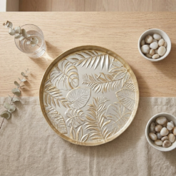 Karaca Decorative Tray 32 cm | Gold Leaf Pattern, 153.19.01.1551