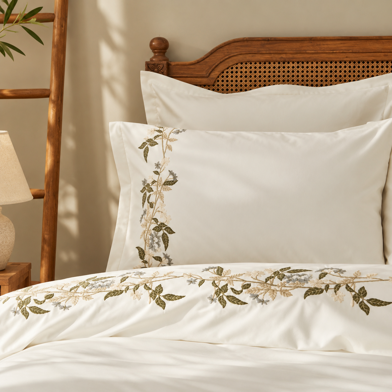 Karaca Home Nancy 100% Cotton Embroidered Double Duvet Cover Set – Green Floral Elegance, 200.22.01.0092 3 Karaca Home Nancy 100% Cotton Embroidered Double Duvet Cover Set – Green Floral Elegance, 200.22.01.0092 - Image 3