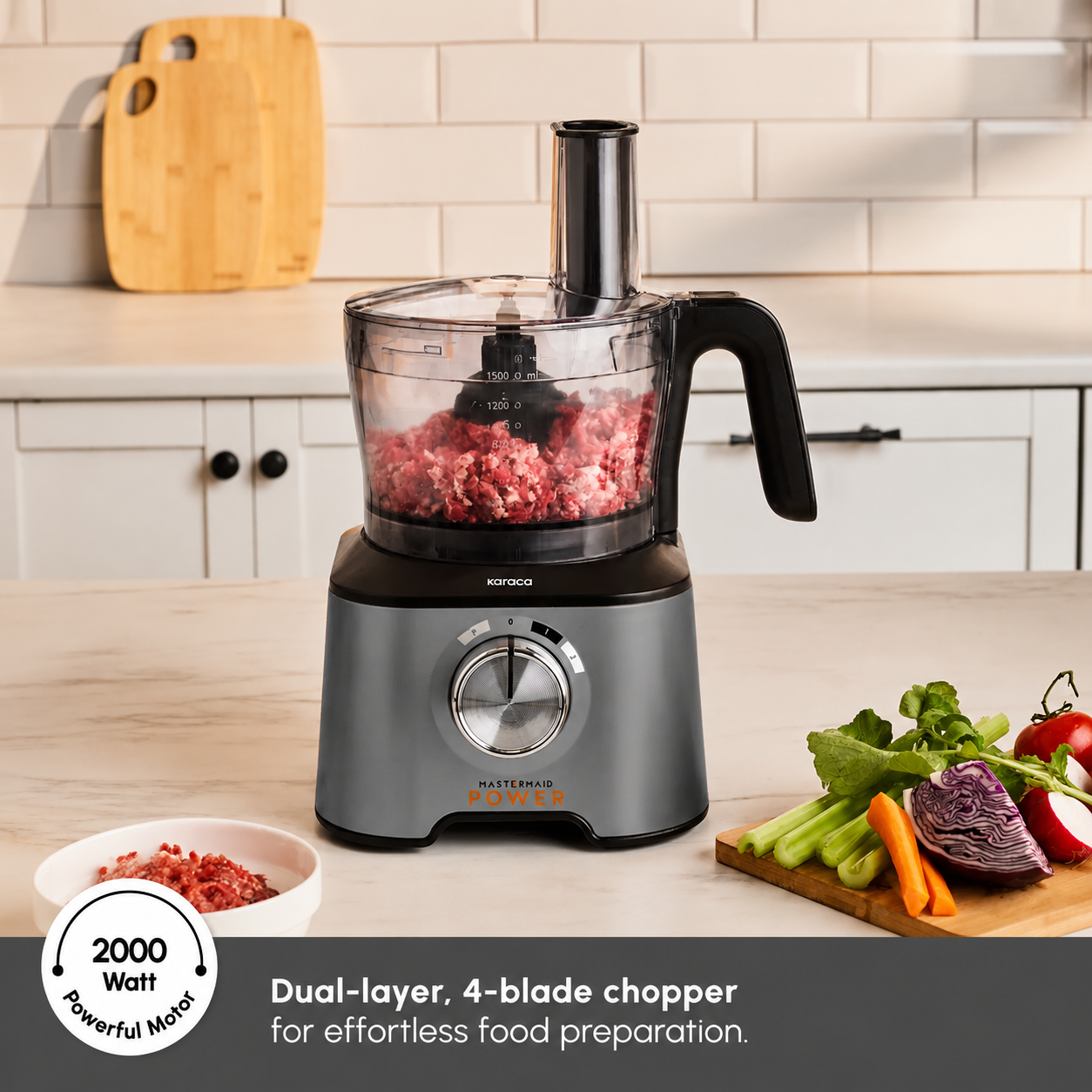 Karaca Mastermaid Power Multifunctional 10 in 1 Food Processor 2000W, Galaxy Grey, 8697918880828 4 Karaca Mastermaid Power Multifunctional 10 in 1 Food Processor 2000W, Galaxy Grey, 8697918880828 - Image 4