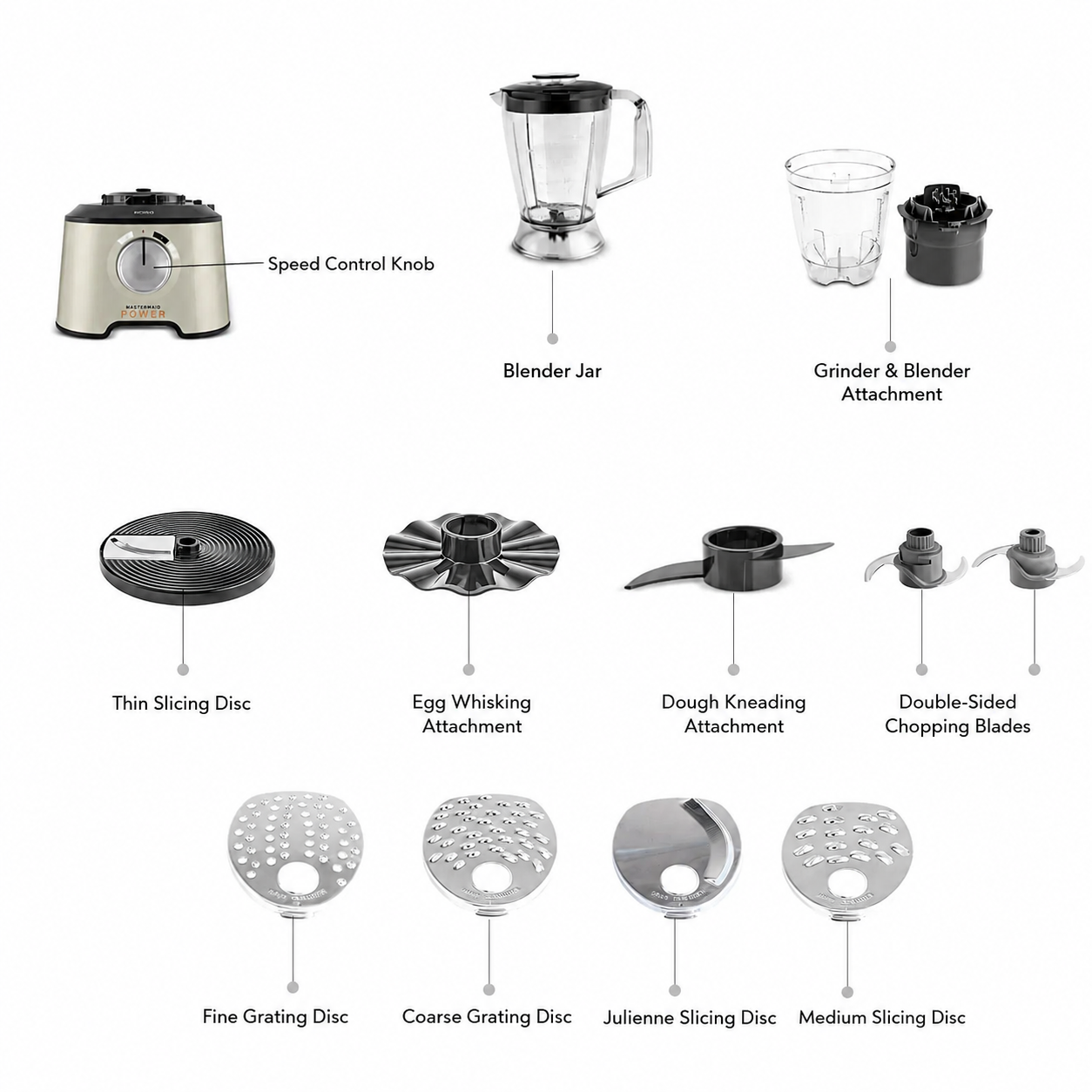 Karaca Mastermaid Power Multifunctional 10 in 1 Food Processor 2000W, Galaxy Grey, 8697918880828 5 Karaca Mastermaid Power Multifunctional 10 in 1 Food Processor 2000W, Galaxy Grey, 8697918880828 - Image 5