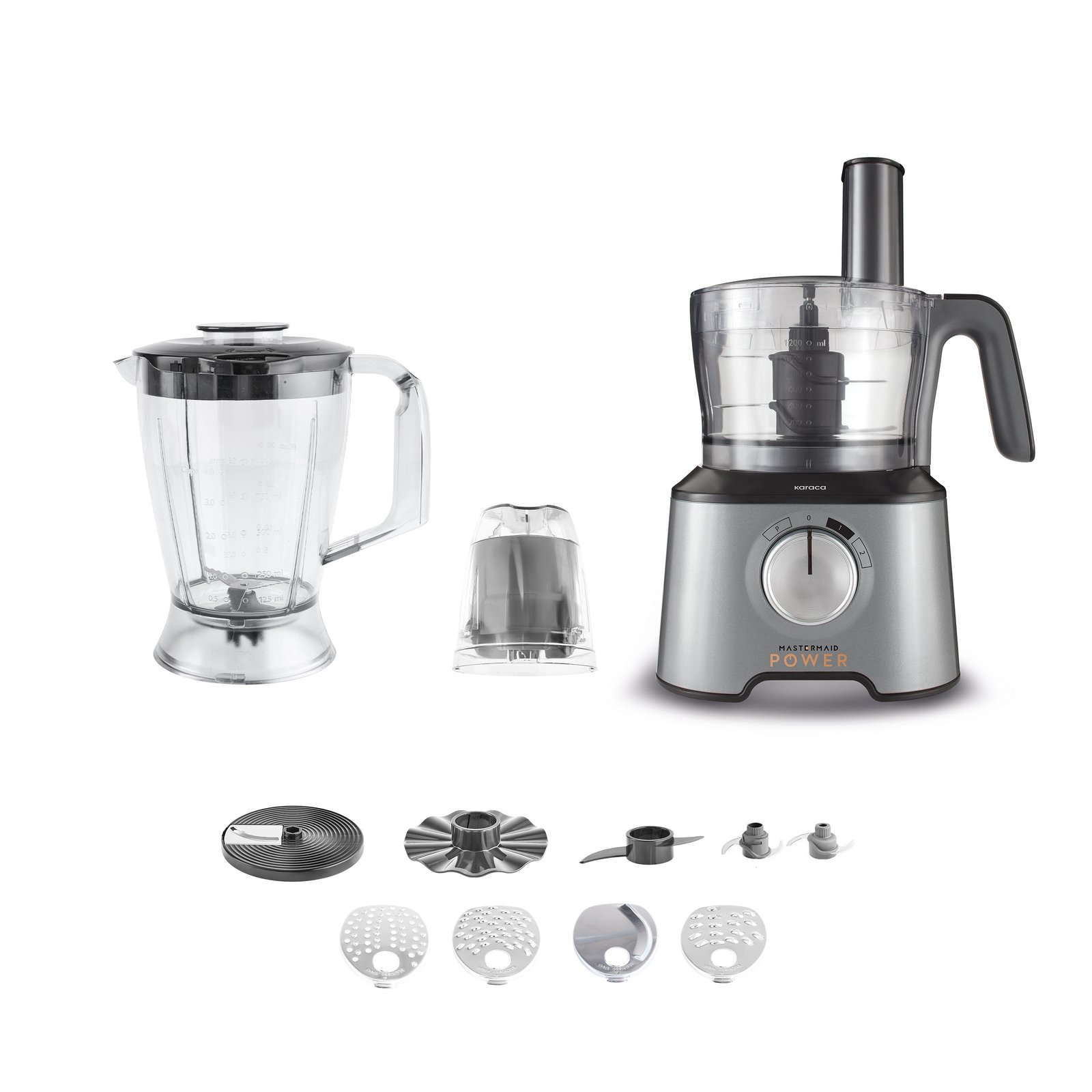 Karaca Mastermaid Power Multifunctional 10 in 1 Food Processor 2000W, Galaxy Grey, 8697918880828 1 Karaca Mastermaid Power Multifunctional 10 in 1 Food Processor 2000W, Galaxy Grey, 8697918880828