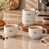 Karaca Lovely Laugh 4-Piece Espresso & Coffee Cup Set, 100 ml, 153.03.06.6657