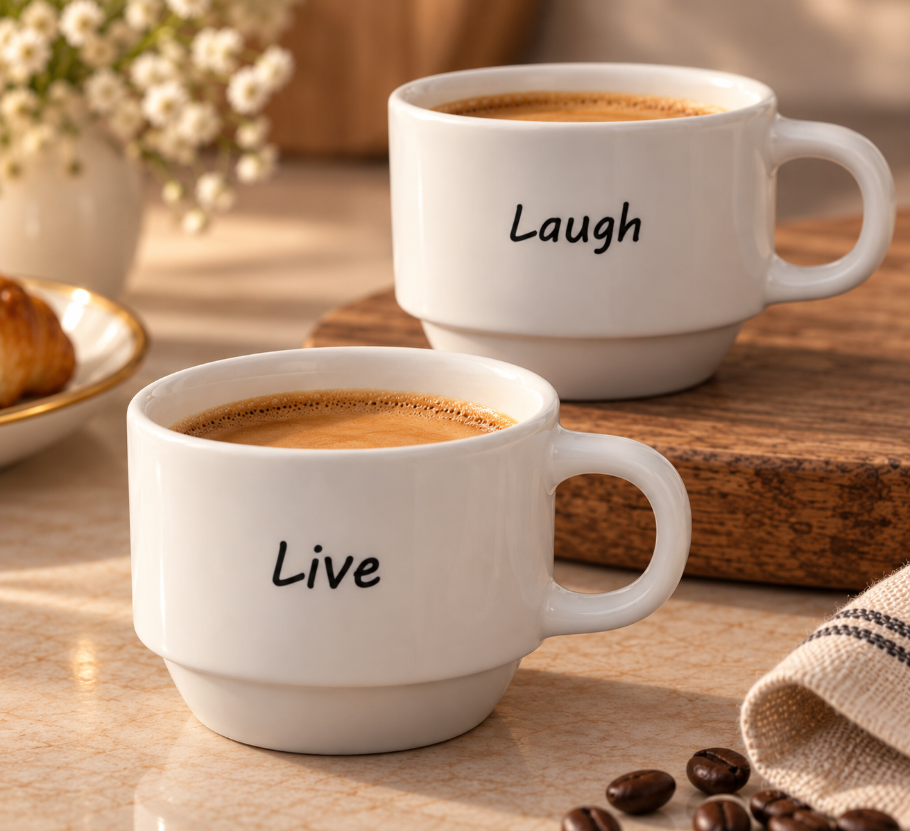 Karaca Lovely Laugh 4-Piece Espresso & Coffee Cup Set, 100 ml, 153.03.06.6657 3 Karaca Lovely Laugh 4-Piece Espresso & Coffee Cup Set, 100 ml, 153.03.06.6657 - Image 3