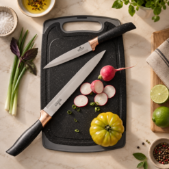 Alternative view of Karaca Gusto 12-Piece Knife & Kitchen Utensil Set with Block & Chopping Board – Black, 153.03.06.7246