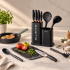Karaca Gusto 12-Piece Knife & Kitchen Utensil Set with Block & Chopping Board – Black, 153.03.06.7246 - Image 3