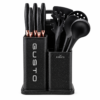 Karaca Gusto 12-Piece Knife & Kitchen Utensil Set with Block & Chopping Board – Black, 153.03.06.7246 - Image 7