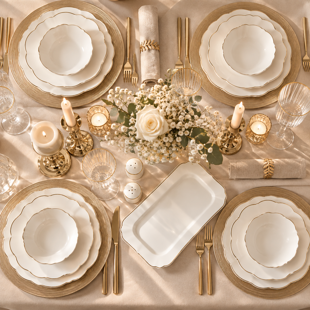 Karaca Daisy Gold Wave Shape Boat-Shaped 27-Piece Porcelain Dinner Set for 6, 153.03.08.3275 7 Karaca Daisy Gold Wave Shape Boat-Shaped 27-Piece Porcelain Dinner Set for 6, 153.03.08.3275 - Image 7
