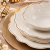 Karaca Daisy Gold Wave Shape Boat-Shaped 27-Piece Porcelain Dinner Set for 6, 153.03.08.3275 16 Karaca Daisy Gold Wave Shape Boat-Shaped 27-Piece Porcelain Dinner Set for 6, 153.03.08.3275 - Image 2