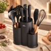 Karaca Burby Black Wood 14-Piece Serving & Knife Set, 153.03.09.0137