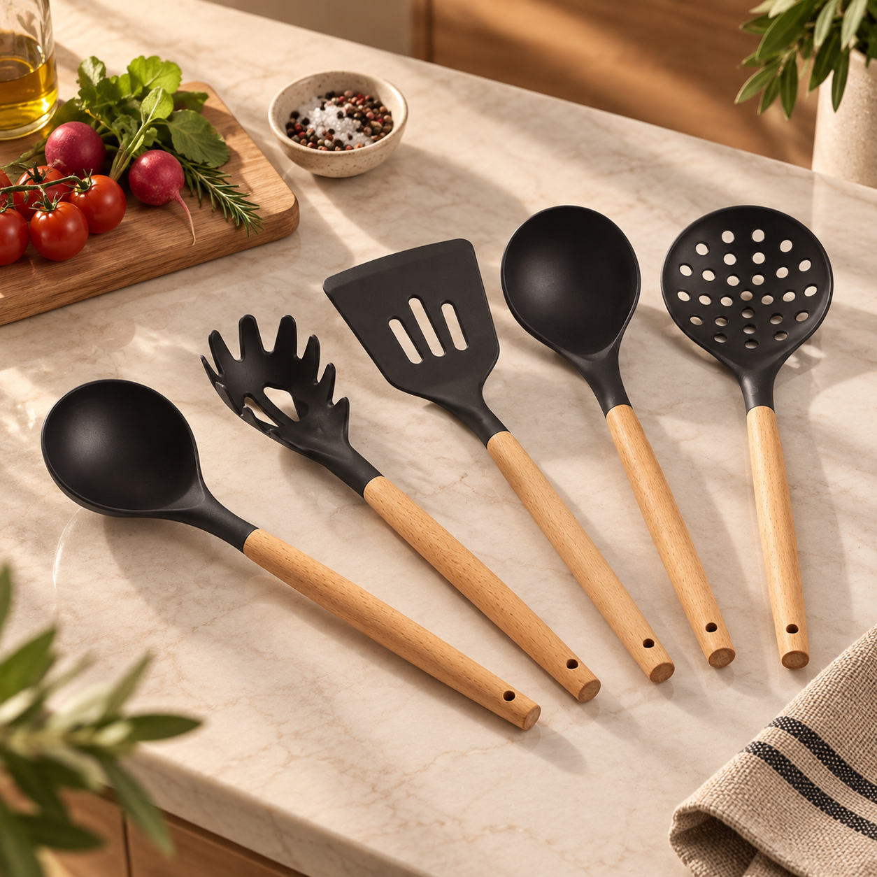 Karaca Burby Black Wood 14-Piece Serving & Knife Set, 153.03.09.0137 3 Karaca Burby Black Wood 14-Piece Serving & Knife Set, 153.03.09.0137 - Image 3