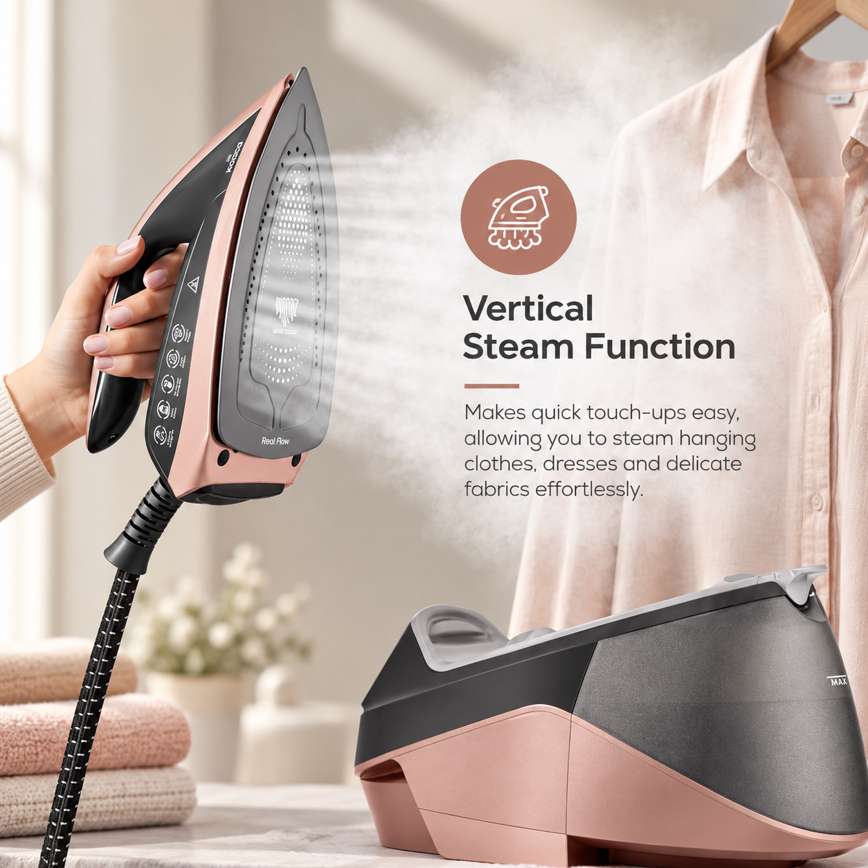 Karaca Suction Cup Smart Touch Steam Iron – Rosegold, 153.09.01.2961 4 Karaca Suction Cup Smart Touch Steam Iron – Rosegold, 153.09.01.2961 - Image 4