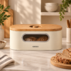 Karaca Stream 2-in-1 Bread Box & Cutting Board – Cream, 153.09.01.4246