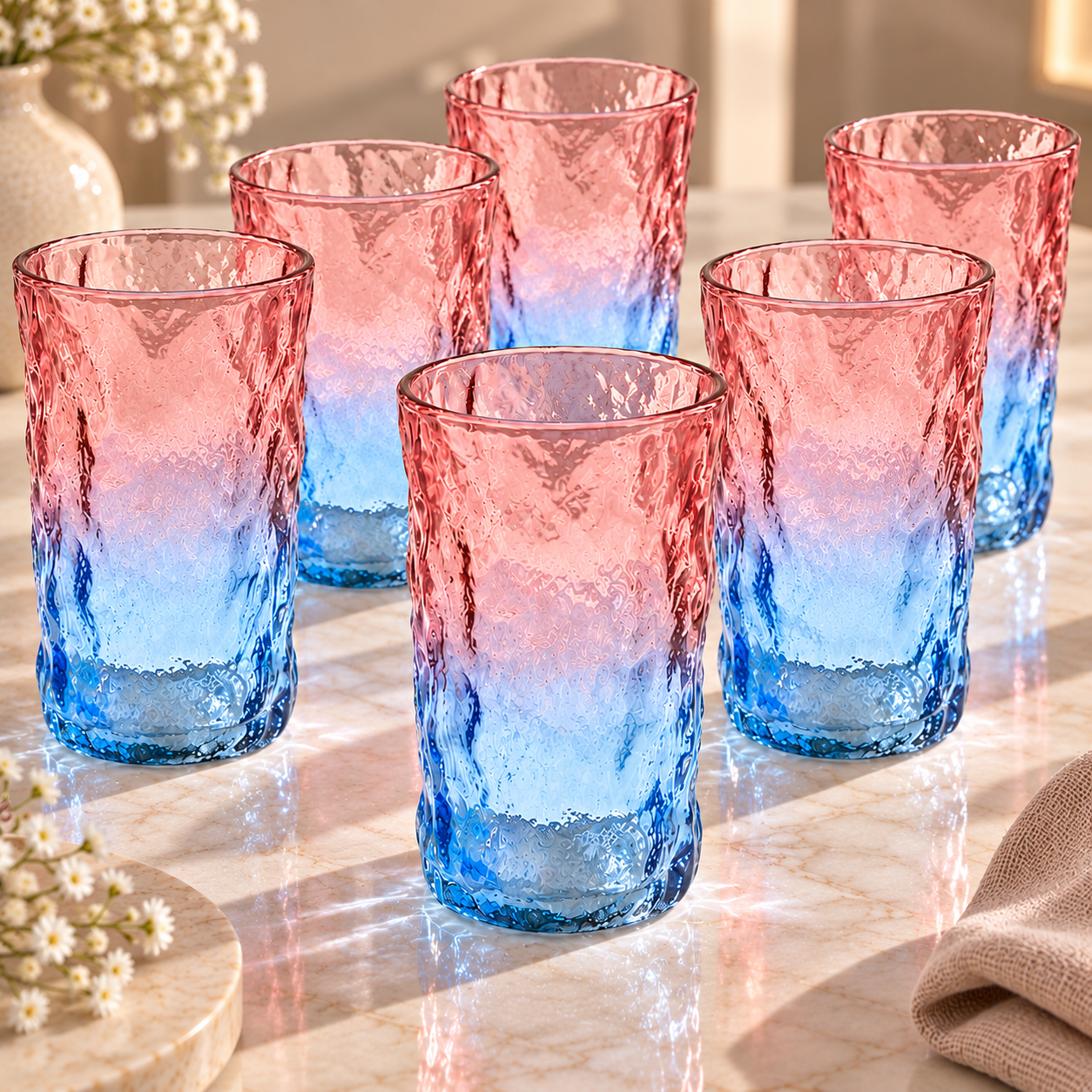 Karaca Glacier 6-Piece Beverage Glass Set 383 ml, Pink/Blue, 153.09.01.6693 3 Karaca Glacier 6-Piece Beverage Glass Set 383 ml, Pink/Blue, 153.09.01.6693 - Image 3