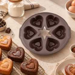 Karaca Crick Crack Harmony 6-Piece Heart-Shaped Silicone Muffin Mold, 153.09.01.6839