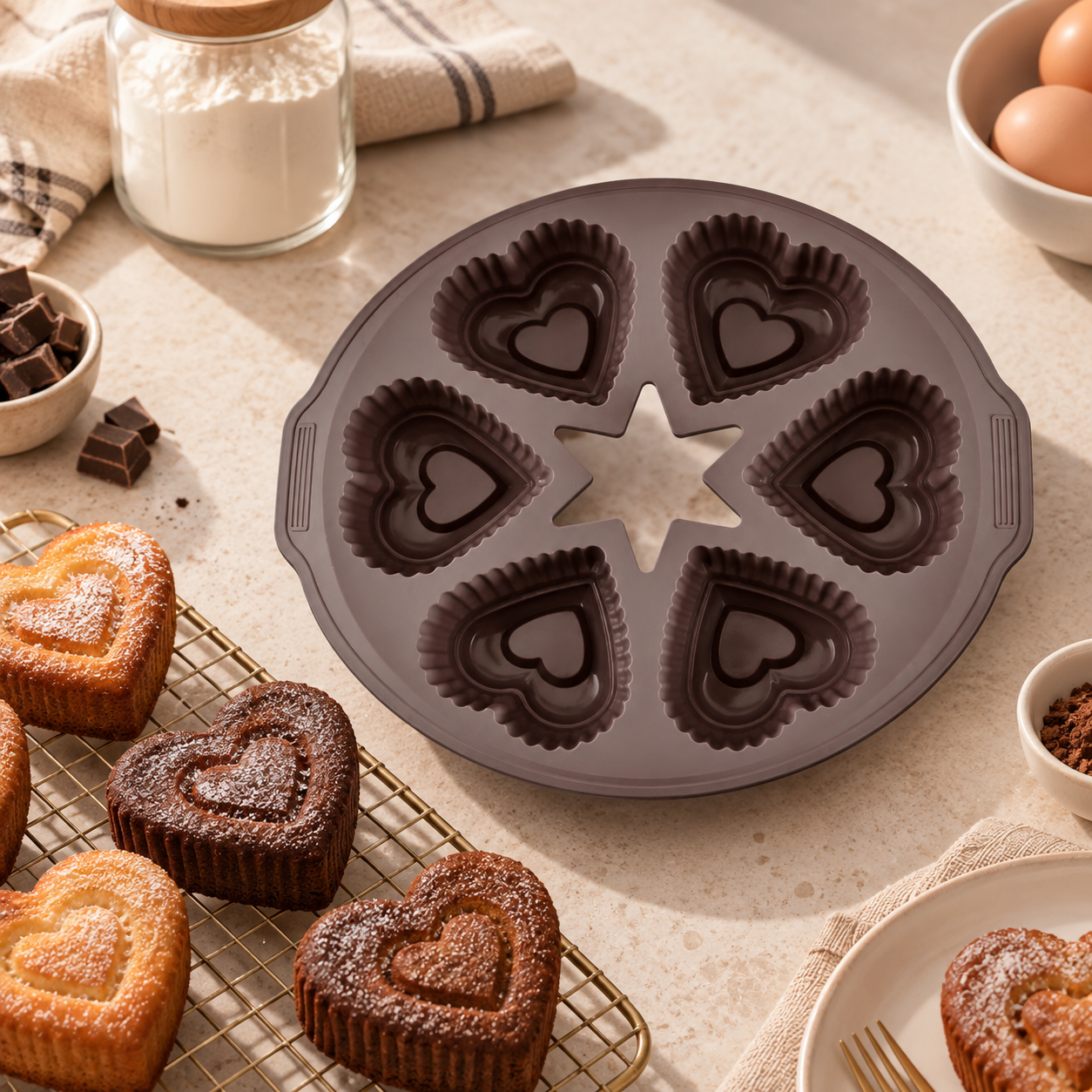 Karaca Crick Crack Harmony 6-Piece Heart-Shaped Silicone Muffin Mold, 153.09.01.6839 1 Karaca Crick Crack Harmony 6-Piece Heart-Shaped Silicone Muffin Mold, 153.09.01.6839