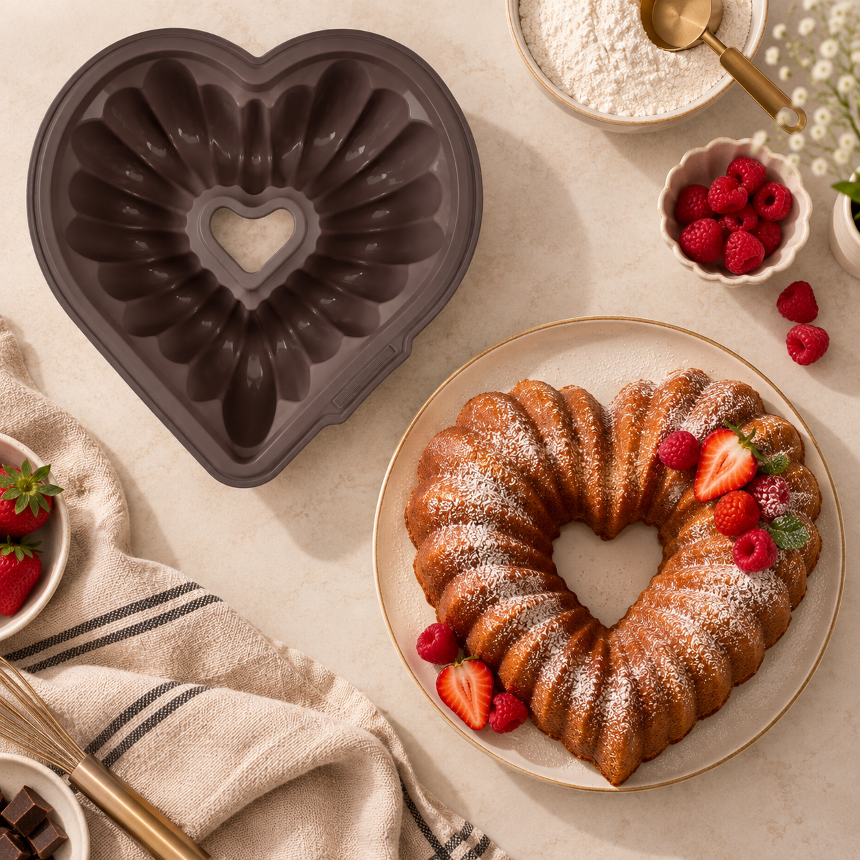 Karaca Crick Crack Harmony Heart-Shaped Silicone Cake Pan, 153.09.01.6840 1 Karaca Crick Crack Harmony Heart-Shaped Silicone Cake Pan, 153.09.01.6840