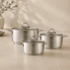 Karaca Fiorino Compact 6-Piece Stainless Steel Cookware Set, 153.09.01.8580